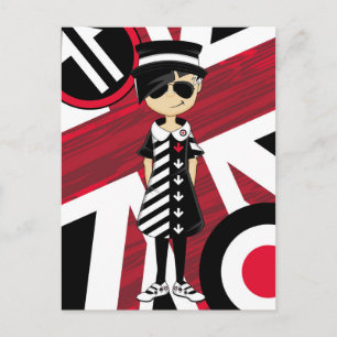 Cartão Postal Retro Union Jack Mod Girl
