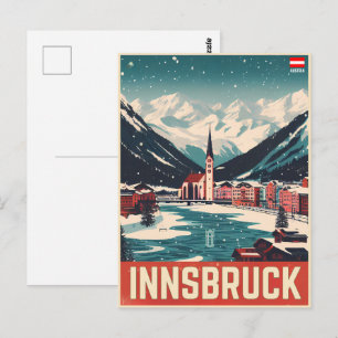 Cartão Postal Retro viagem Innsbruck Tyrol - Presentes dos Alpes