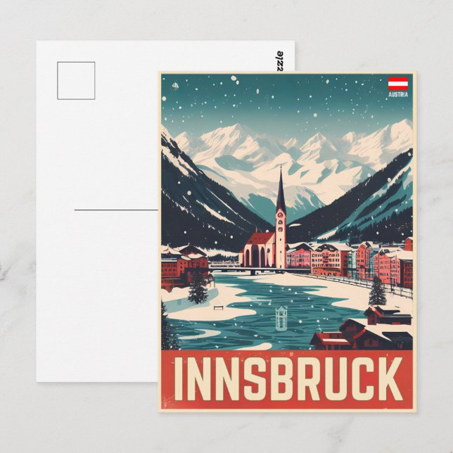 Cartão Postal Retro viagem Innsbruck Tyrol - Presentes dos Alpes (Frente/Verso)