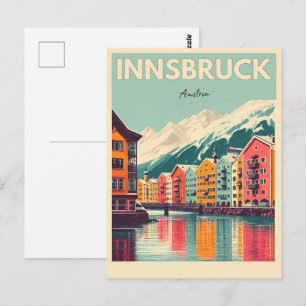 Cartão Postal Retro viagem Innsbruck Tyrol - Presentes dos Alpes