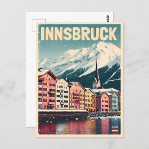 Cartão Postal Retro viagem Innsbruck Tyrol - Presentes dos Alpes