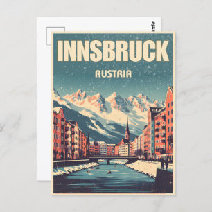 Cartão Postal Retro viagem Innsbruck Tyrol - Presentes dos Alpes