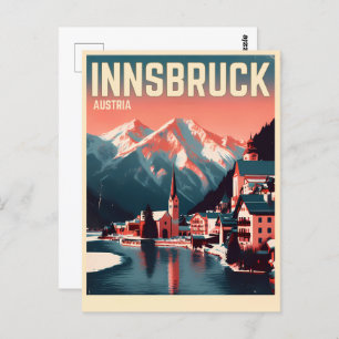 Cartão Postal Retro viagem Innsbruck Tyrol - Presentes dos Alpes