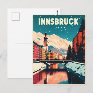 Cartão Postal Retro viagem Innsbruck Tyrol - Presentes dos Alpes