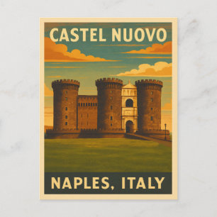 Cartão Postal Retro Viagens vintage Castel Nuovo Nápoles Itália