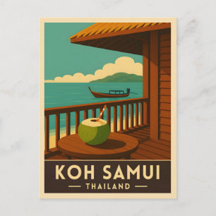 Cartão Postal Retro Viagens vintage Koh Samui Island Tailândia