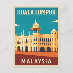 Cartão Postal Retro Viagens vintage Kuala Lumpur Malásia