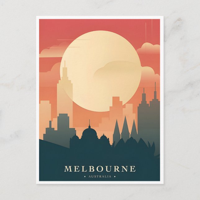 Cartão Postal Retro viagens vintage Melbourne Austrália australi (Frente)