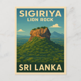 Cartão Postal Retro Viagens vintage Sri Lanka Sigiriya Lion Rock