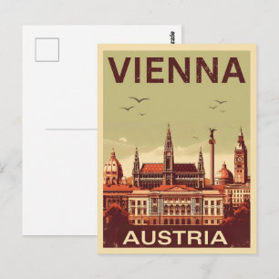 Cartão Postal Retro Viena cidade Áustria - presentes no horizont