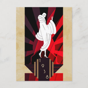 Cartão Postal Retro Vintage Art Deco 1938 Mulher