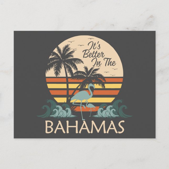 Cartão Postal Retro Vintage Bahamas Pós-Cartaz Cruise (Frente)