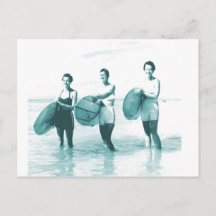 Cartão Postal Retro Vintage Bathing Beaufing Surfing