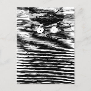 Cartão Postal Retro Vintage Black & White Cat durante a noite