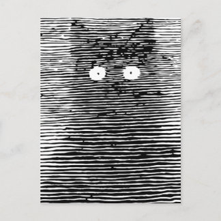 Cartão Postal Retro Vintage Black & White Cat durante a noite