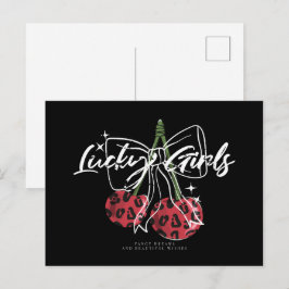 Cartão Postal Retro Vintage Cherry Quote Typography 