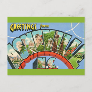 Cartão postal retrô vintage de Asheville NC