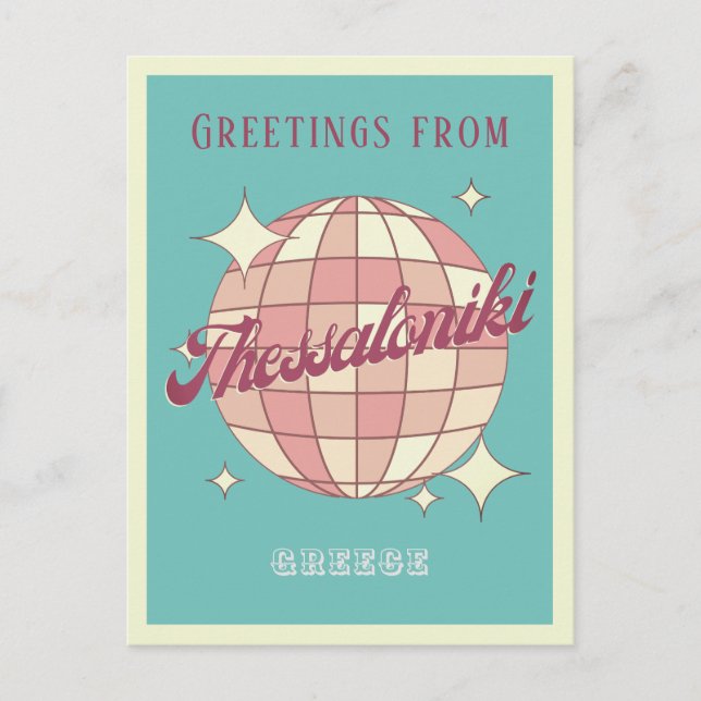 Cartão postal retrô vintage de viagem Tessalônica  (Frente)
