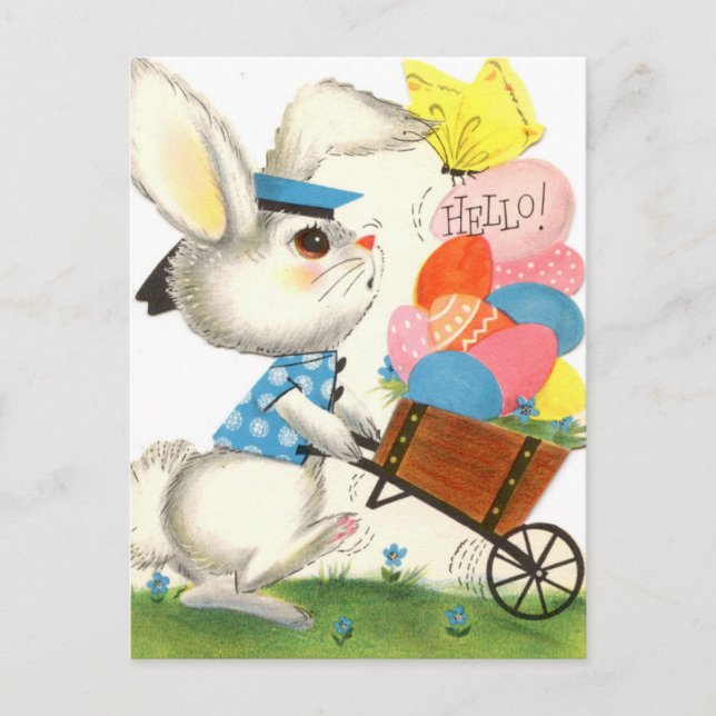 cartão postal retro vintage Easter Bunny Holiday (Frente)