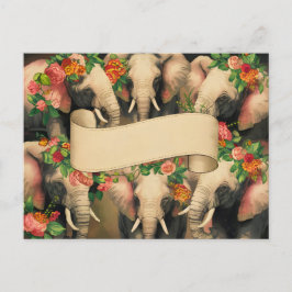 Cartão Postal Retro Vintage Elephants Writable
