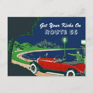 Cartão Postal Retro Vintage Get Your Kicks On Route 66 Postcard