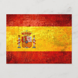 Cartão Postal Retro Vintage Grunge, bandeira espanhola de Espanh