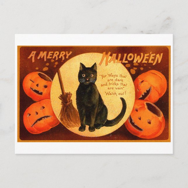 Cartão Postal Retro Vintage Halloween A Feliz Halloween (Frente)