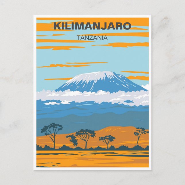 Cartão Postal Retro Vintage Monte Kilimanjaro Tanzânia África (Frente)