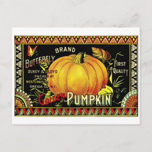 Cartão Postal Retro Vintage Ouro de Halloween Pumpkin