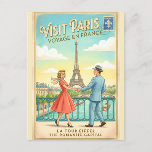 Cartão Postal Retro Vintage Paris Torre Eiffel Fra