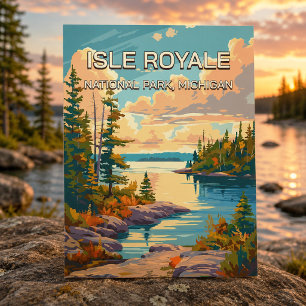Cartão Postal Retro Vintage Parque Nacional Isle Royale Michigan