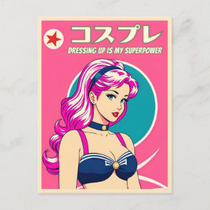 Cartão Postal Retro Vintage Pop Art Japão Anime Cosplay Humor