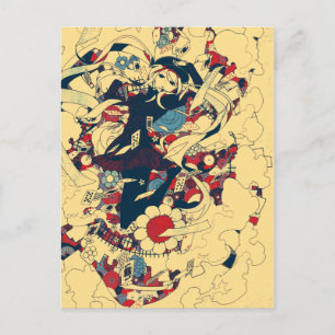 Cartão Postal Retro Vintage Rosas Japoneses — Arte Gráfica