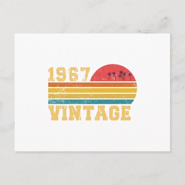 Cartão Postal Retro Vintage Sunset 1967 Birthday (Frente)