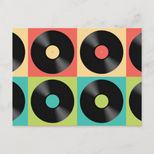 Cartão Postal Retro Vintage Vinyl Record Pop Art