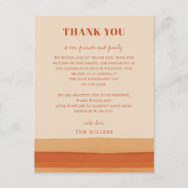 Cartão Postal Retro Watercolor Stripes Terracotta Obrigado