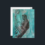 Cartão Postal Retro Woodworking Man on a Blue Background<br><div class="desc">A random collage of vintage textbook papers and a vintage woodworking image from a book from 1950 with a blue background</div>