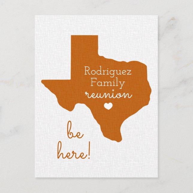 Cartão Postal Reunião da Família Longhorns Burnt Orange Texas (Frente)
