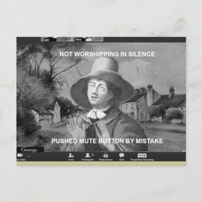 Cartão Postal Reunião on-line do Quaker para Cartão-postal do Cu (Frente)