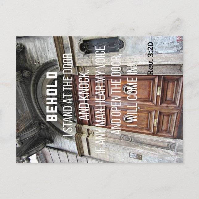 Cartão Postal Rev. 3:20 Contemplem-me à porta e batam (Frente)