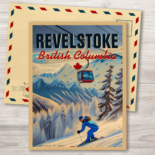 Cartão Postal Revelstoke BC Canada Mountain Skiing Vintage 1950
