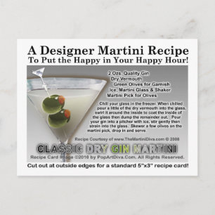 Cartão Postal Revista de Receita Clássica de Martini de Gin Seco