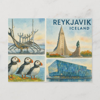 Cartão Postal Reykjavik Iceland multiview 