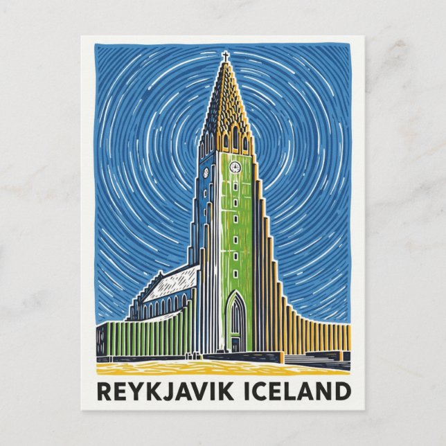 Cartão Postal Reykjavík Islândia Viagem (Frente)