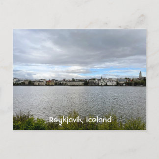Cartão Postal Reykjavik Islândia View from Tjornin Personalize