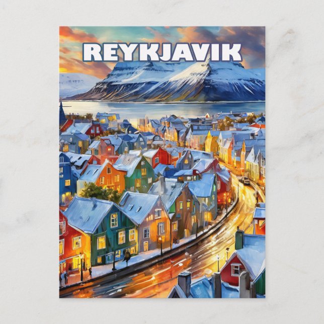 Cartão Postal Reykjavík, où la culture et l'art fleurissent (Frente)