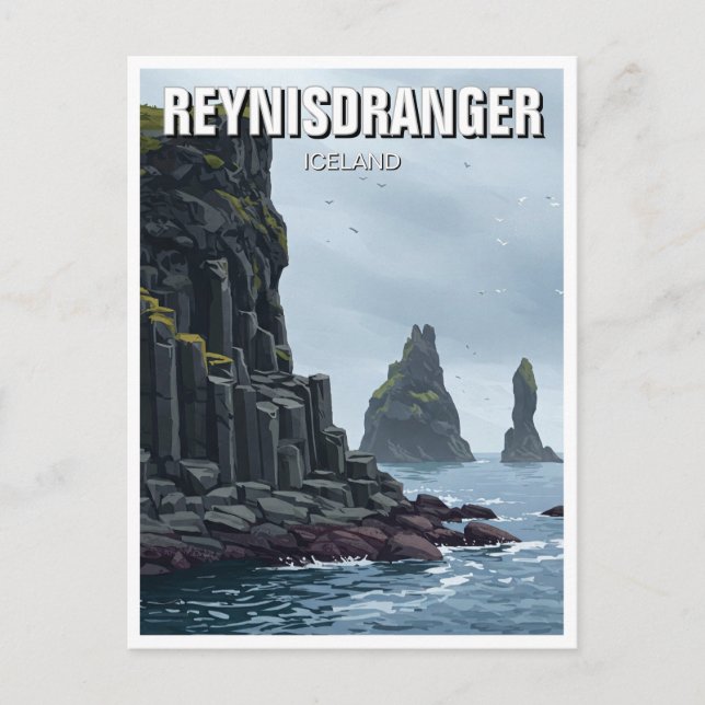 Cartão Postal Reynisdrangar Islândia Viagem (Frente)