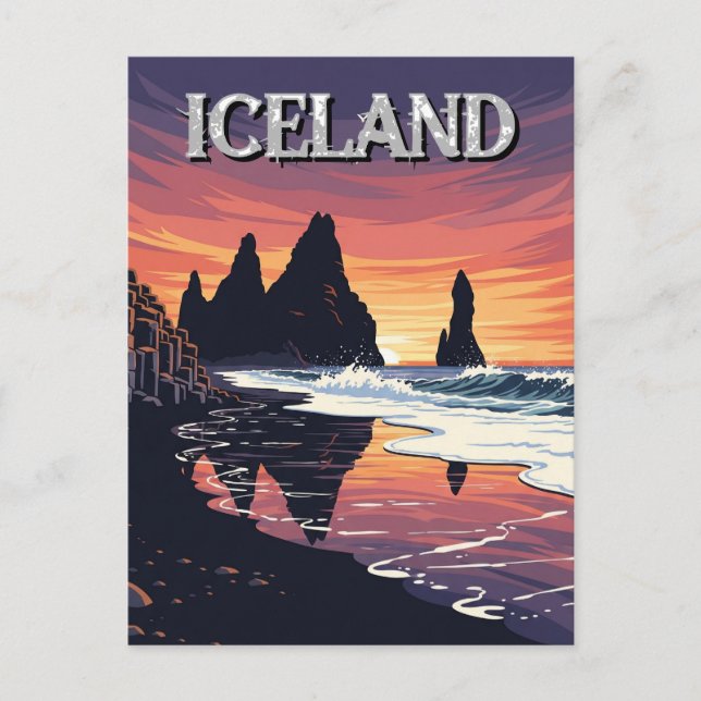 Cartão Postal Reynisdrangar Islândia Viagem (Frente)