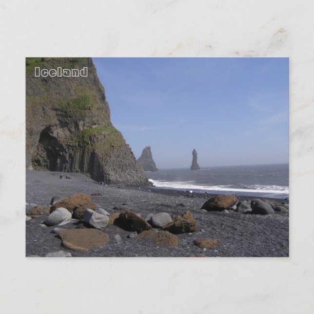 Cartão Postal Reynisdrangar, praia de Reynisfjara, Islândia (Frente)