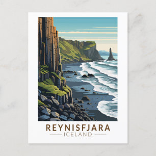 Cartão Postal Reynisfjara Beach Islândia Viagem Art Vintage